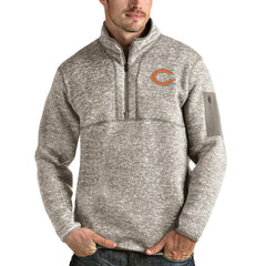 Chicago Bears Antigua Fortune Quarter-Zip Pullover Jacket - Oatmeal - NFL
