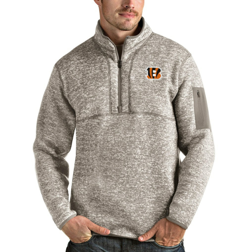 Cincinnati Bengals Antigua Fortune Quarter-Zip Pullover Jacket - Oatmeal - NFL