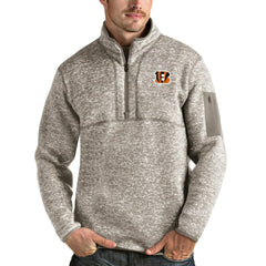 Cincinnati Bengals Antigua Fortune Quarter-Zip Pullover Jacket - Oatmeal - NFL