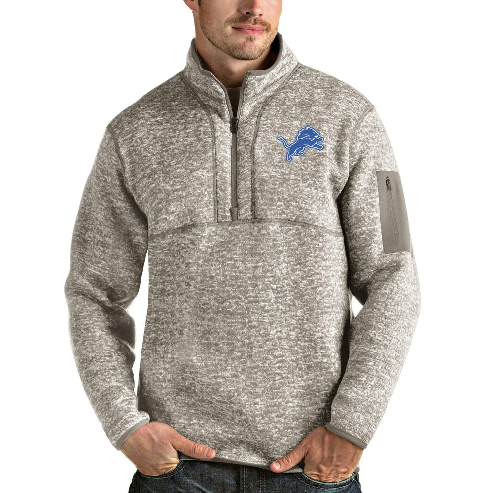 Detroit Lions Antigua Fortune Quarter-Zip Pullover Jacket - Oatmeal - NFL