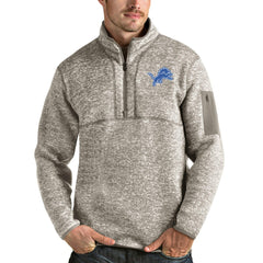 Detroit Lions Antigua Fortune Quarter-Zip Pullover Jacket - Oatmeal - NFL
