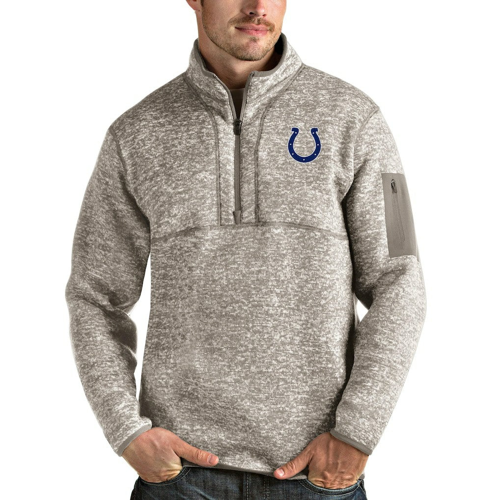 Indianapolis Colts Antigua Fortune Quarter-Zip Pullover Jacket - Oatmeal - NFL