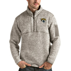 Jacksonville Jaguars Antigua Fortune Quarter-Zip Pullover Jacket - Oatmeal - NFL