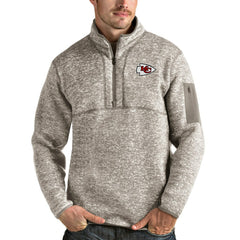 Kansas City Chiefs Antigua Fortune Quarter-Zip Pullover Jacket - Oatmeal - NFL