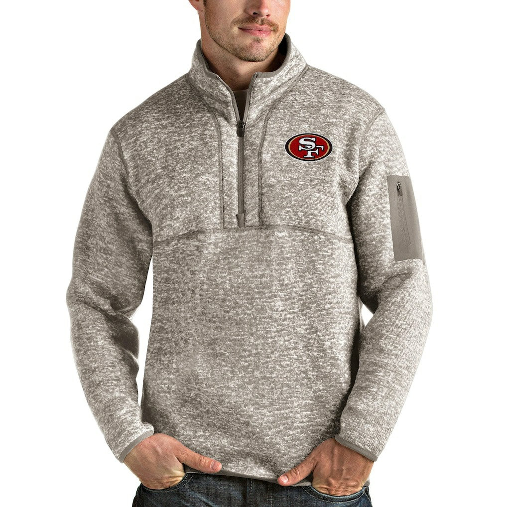 San Francisco 49ers Antigua Fortune Quarter-Zip Pullover Jacket - Oatmeal - NFL