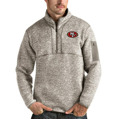San Francisco 49ers Antigua Fortune Quarter-Zip Pullover Jacket - Oatmeal - NFL