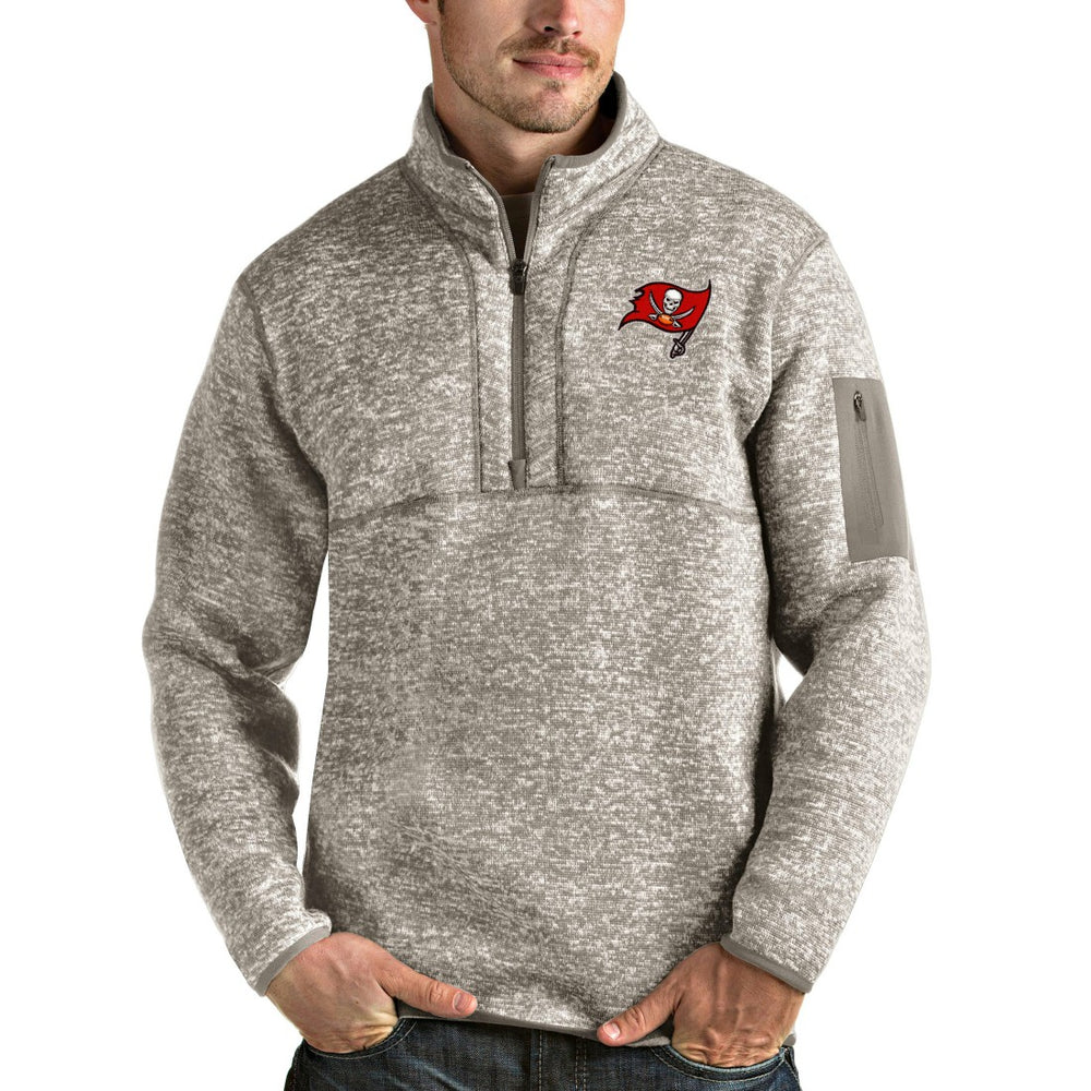 Tampa Bay Buccaneers Antigua Fortune Quarter-Zip Pullover Jacket - Oatmeal - NFL
