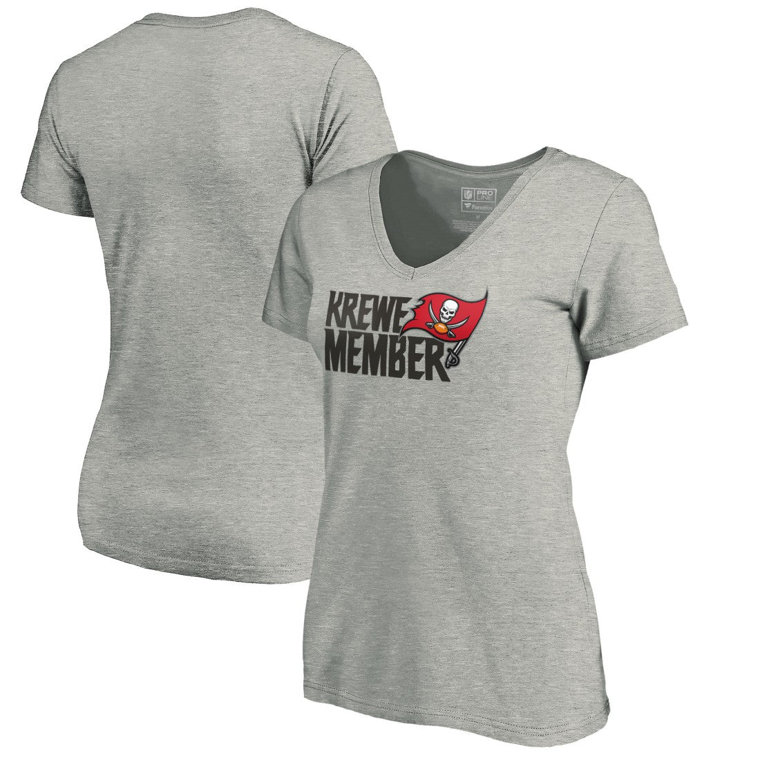Tampa Bay Buccaneers Women's Krewe Member V-Neck T-Shirt - Heather Gray - NFL