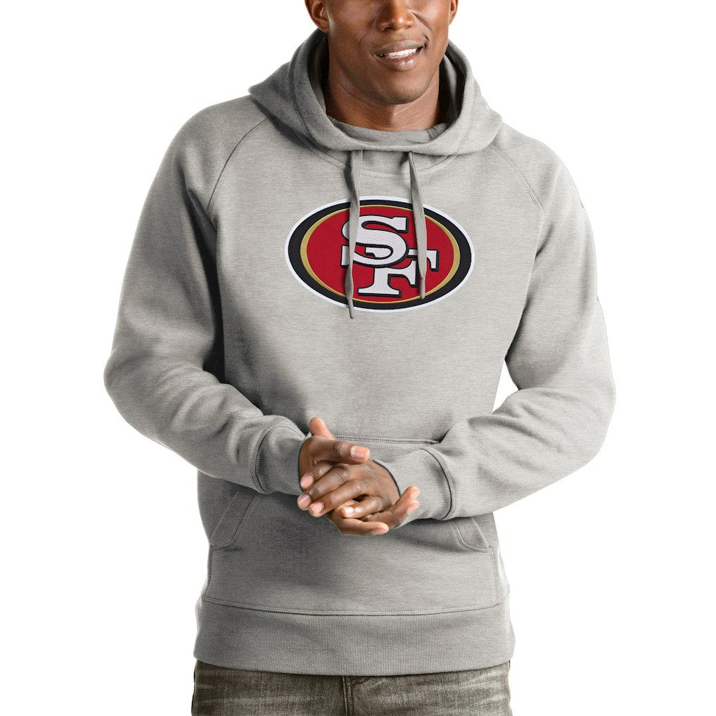 San Francisco 49ers Antigua Victory Pullover Hoodie - Heather Gray - NFL