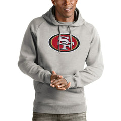 San Francisco 49ers Antigua Victory Pullover Hoodie - Heather Gray - NFL
