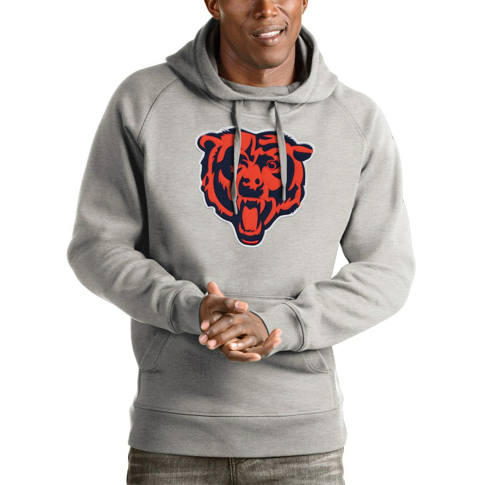 Chicago Bears Antigua Victory Pullover Hoodie - Heather Gray - NFL