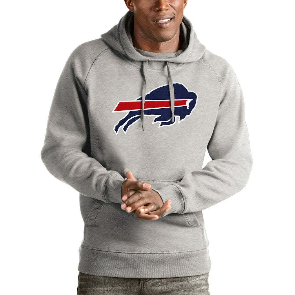 Buffalo Bills Antigua Victory Pullover Hoodie - Heathered Gray - NFL