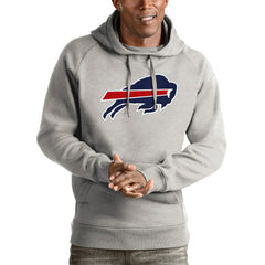 Buffalo Bills Antigua Victory Pullover Hoodie - Heathered Gray - NFL