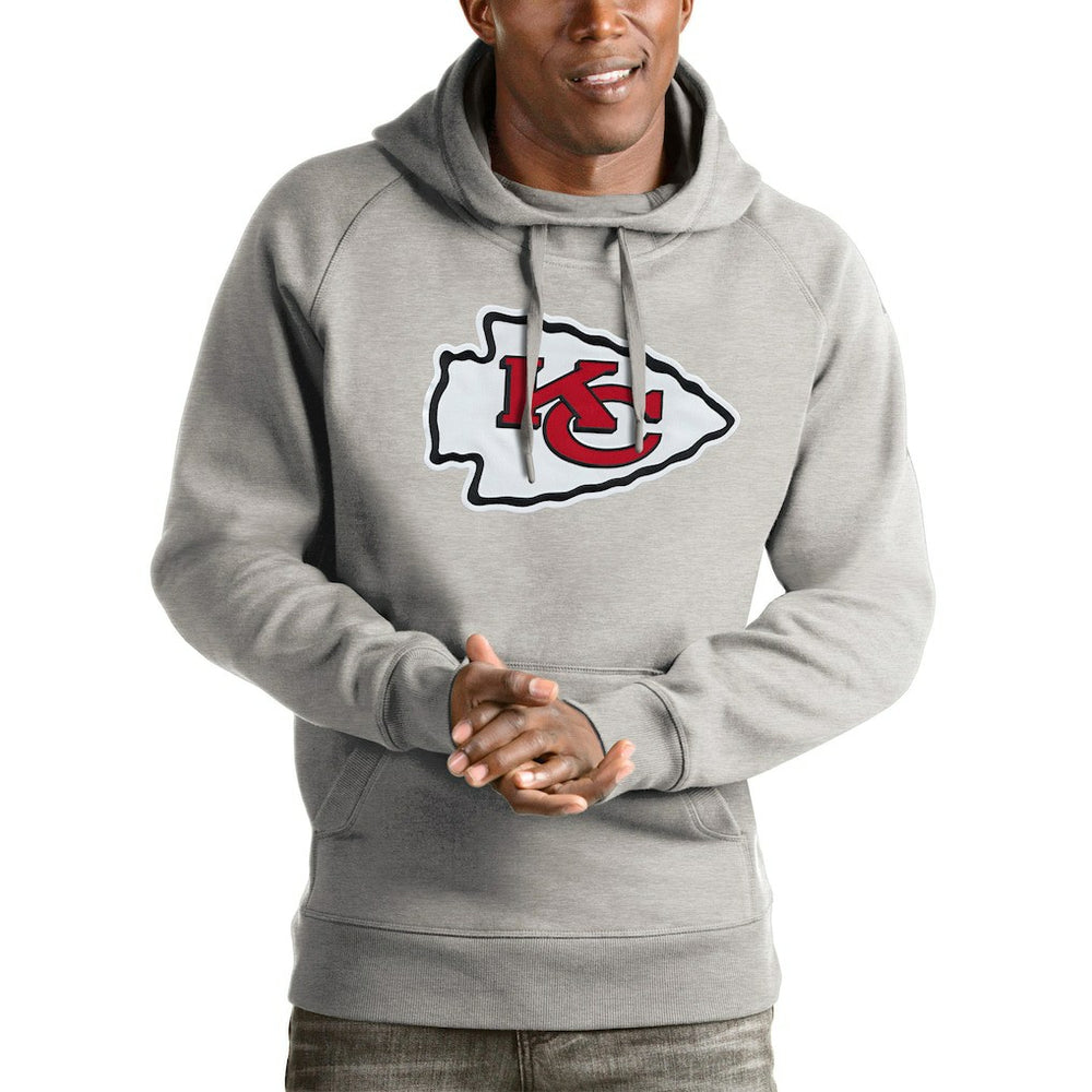 Kansas City Chiefs Antigua Victory Pullover Hoodie - Heather Gray - NFL