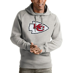 Kansas City Chiefs Antigua Victory Pullover Hoodie - Heather Gray - NFL