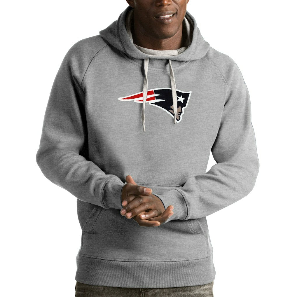 New England Patriots Antigua Victory Pullover Hoodie - Heather Gray - NFL