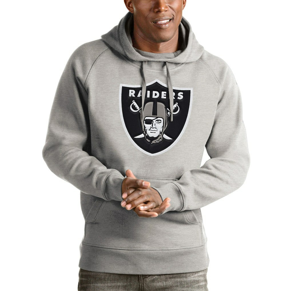 Las Vegas Raiders Antigua Victory Pullover Hoodie - Heather Gray - NFL