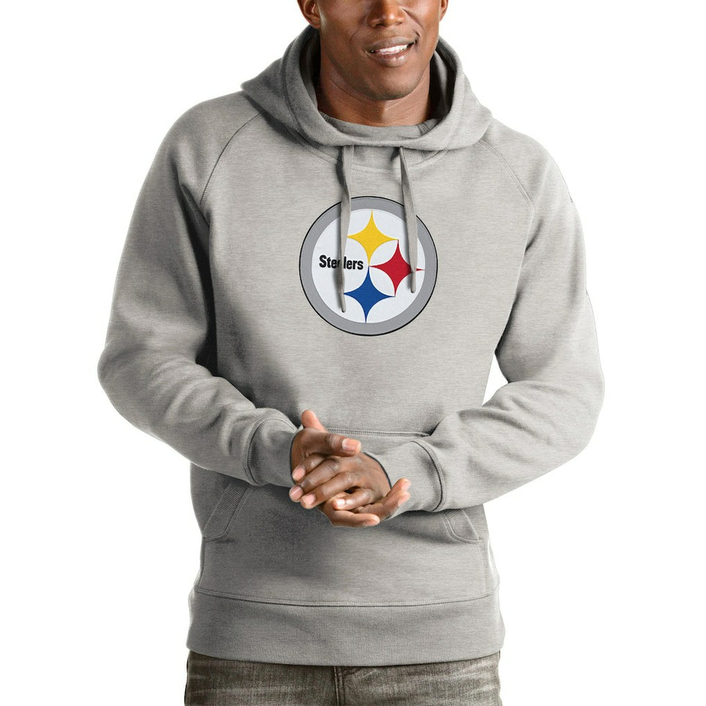 Pittsburgh Steelers Antigua Victory Pullover Hoodie - Heather Gray - NFL
