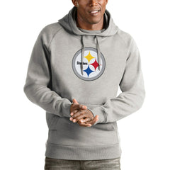 Pittsburgh Steelers Antigua Victory Pullover Hoodie - Heather Gray - NFL
