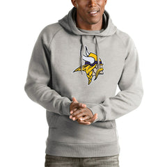 Minnesota Vikings Antigua Victory Pullover Hoodie - Heather Gray - NFL