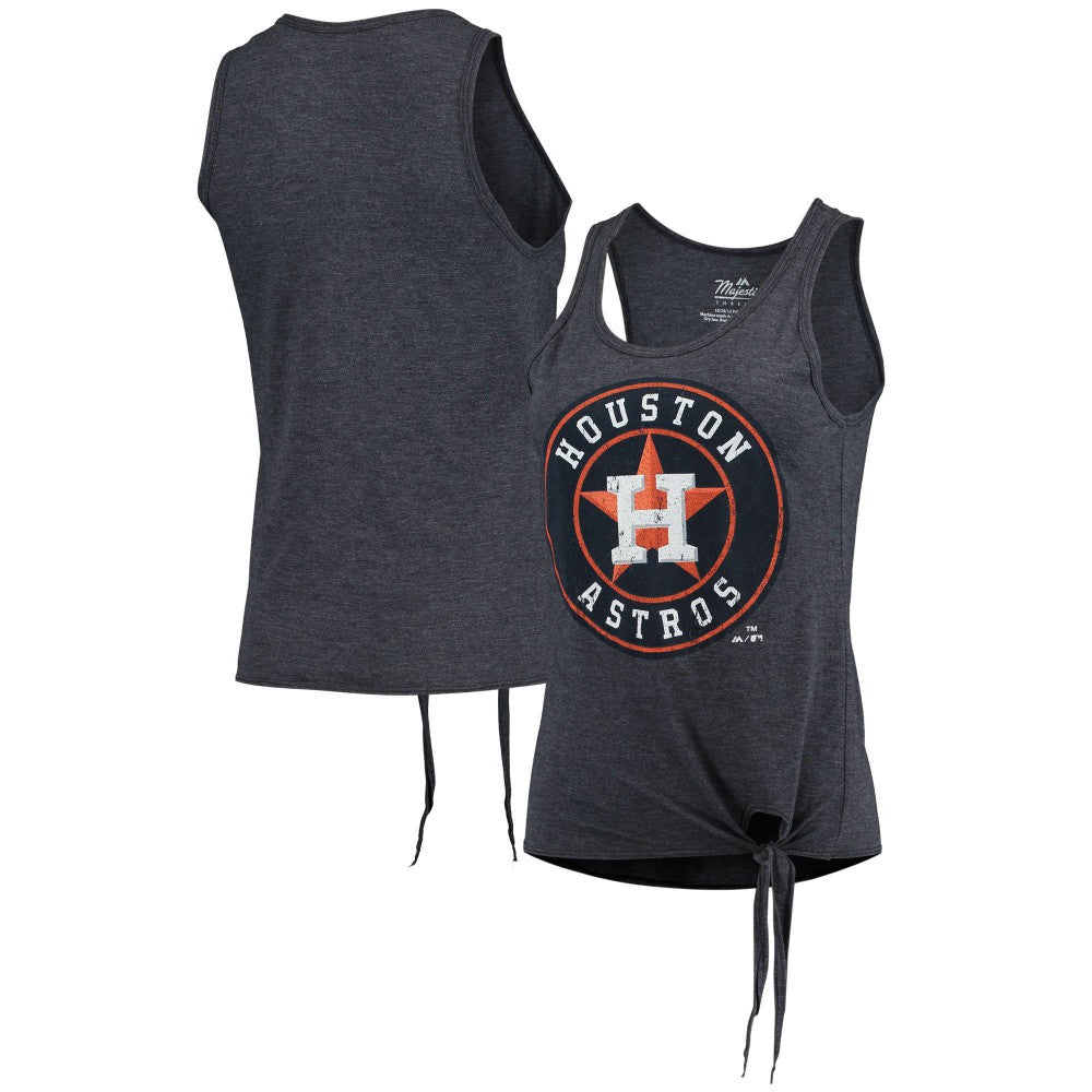 Houston Astros Majestic Threads Women's Scoop Neck Racerback Side Tie Tri-Blend Tank Top Online