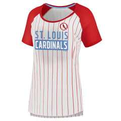 St. Louis Cardinals Fanatics Women's Cooperstown Collection Iconic Pinstripe Raglan Scoop Neck T-Shirt Near Me