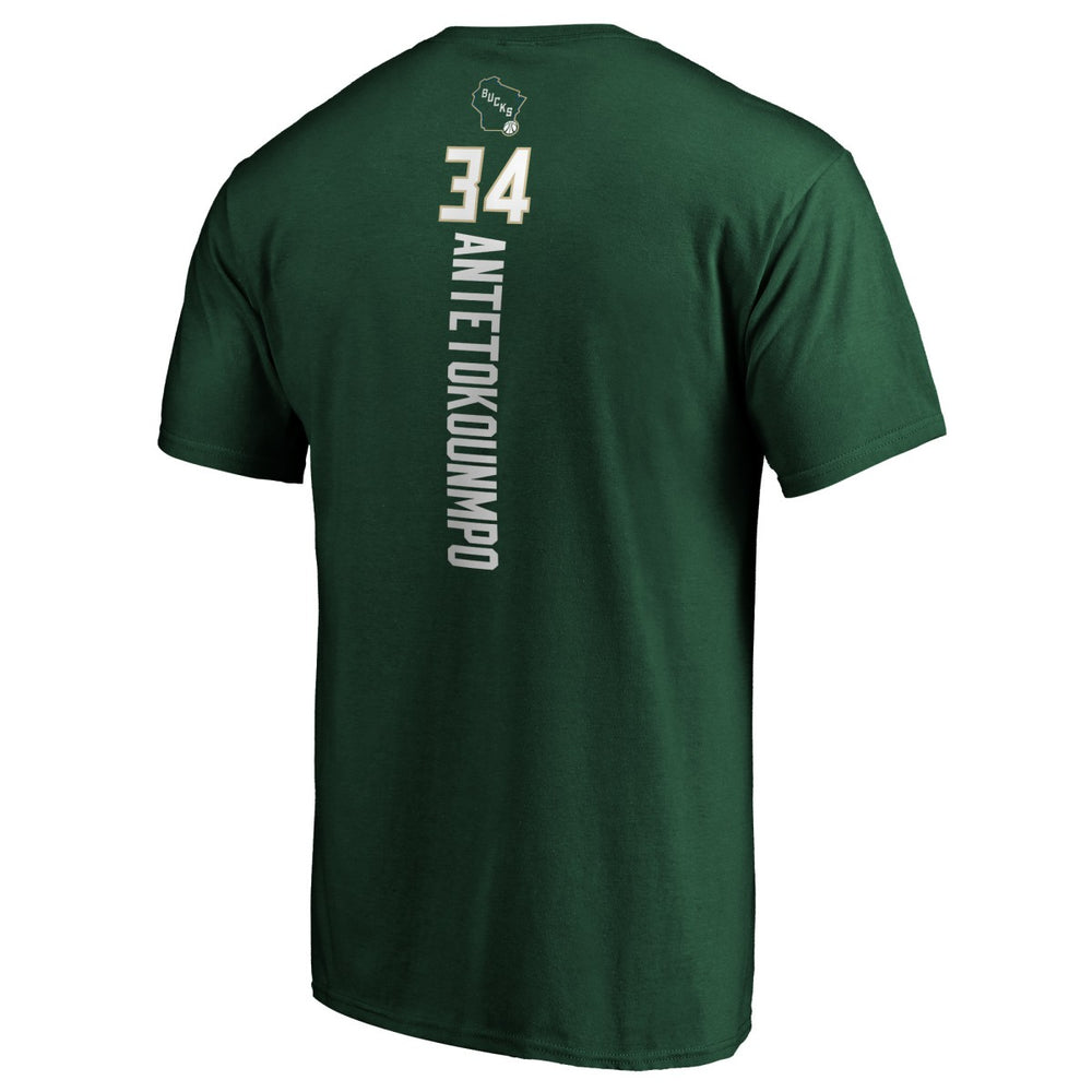 Giannis Antetokounmpo Milwaukee Bucks Team Playmaker Name & Number T-Shirt Hunter Green