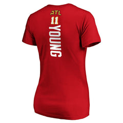 Trae Young Atlanta Hawks Women's Playmaker Name & Number V-Neck T-Shirt Red