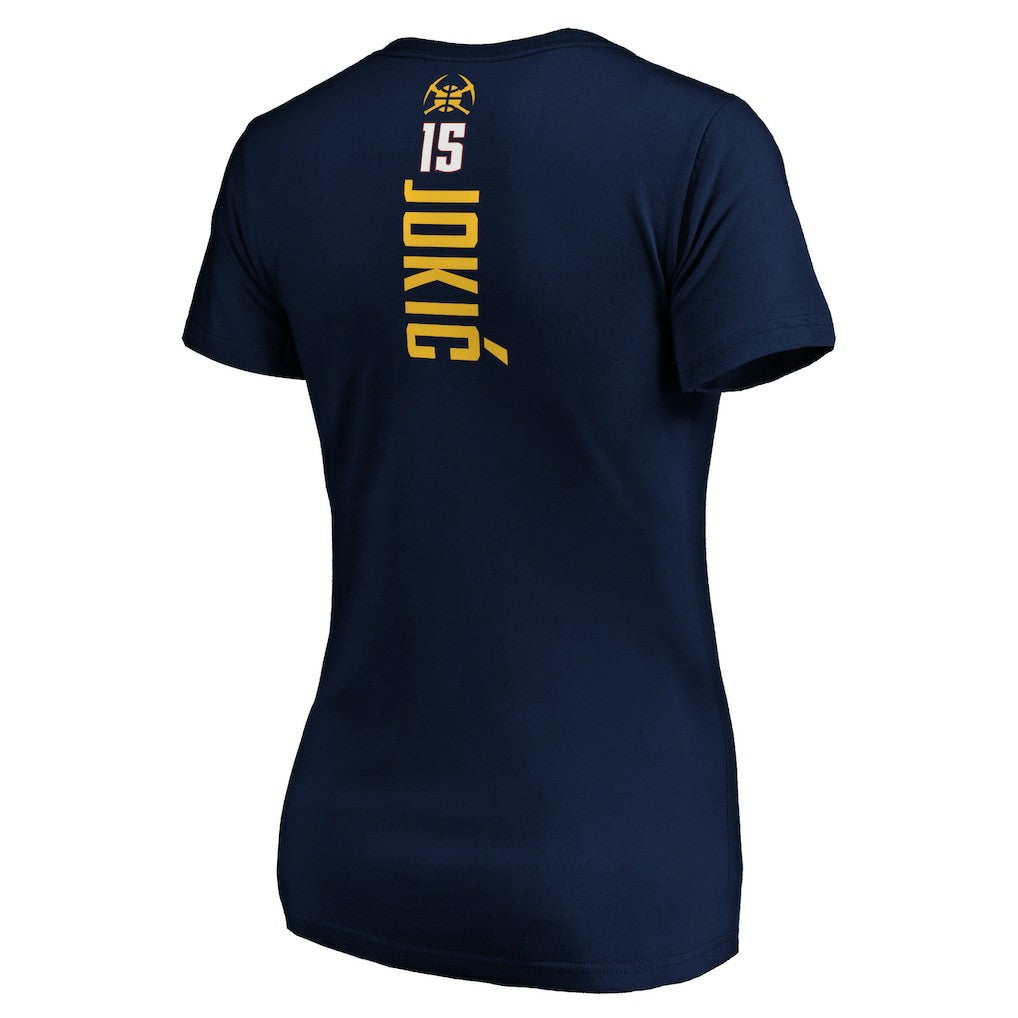 Nikola Jokic Denver Nuggets Women's Playmaker Name & Number V-Neck T-Shirt Navy