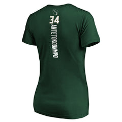 Giannis Antetokounmpo Milwaukee Bucks Women's Playmaker Name & Number V-Neck T-Shirt Green