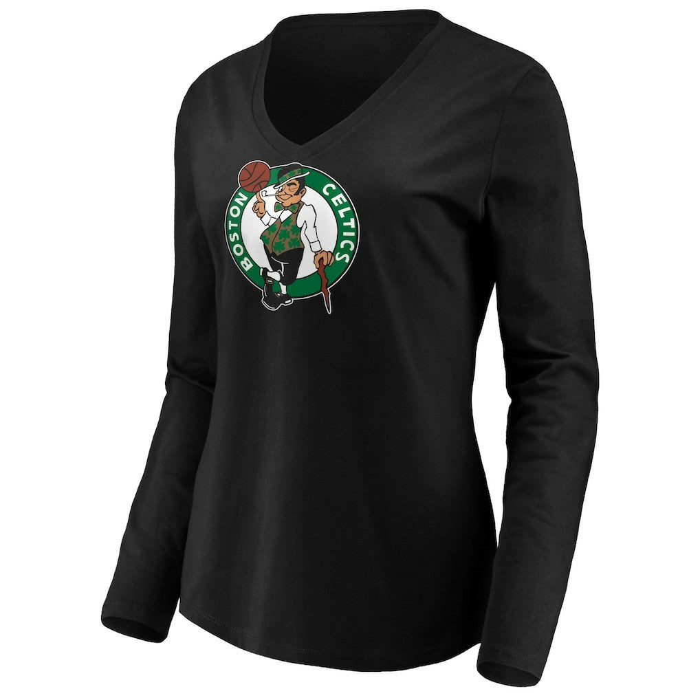 Jayson Tatum Boston Celtics Women's Playmaker Name & Number Long Sleeve V-Neck T-Shirt Black
