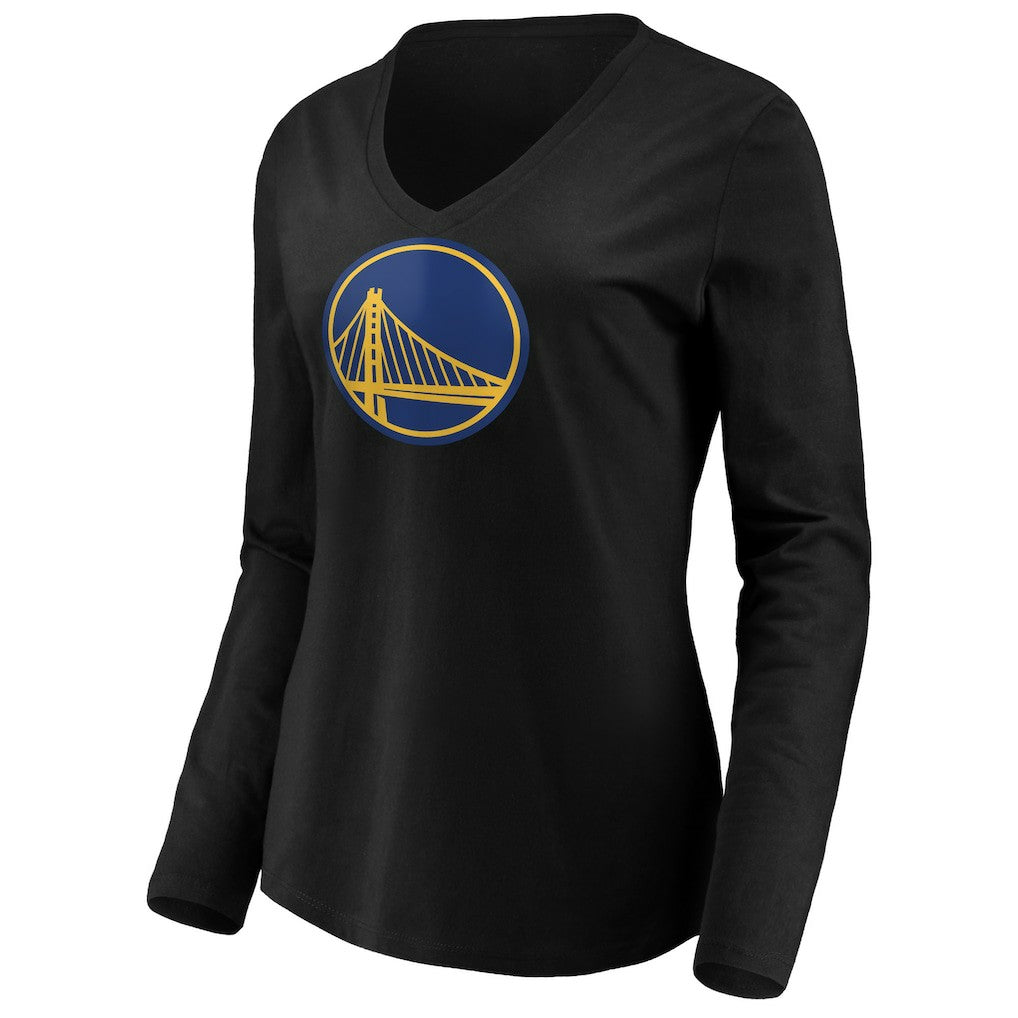 Stephen Curry Golden State Warriors Women's Playmaker Name & Number Long Sleeve V-Neck T-Shirt Black