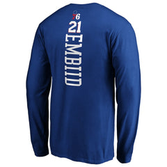 Joel Embiid Philadelphia 76ers Playmaker Name & Number Long Sleeve T-Shirt Royal