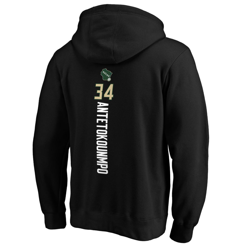 Giannis Antetokounmpo Milwaukee Bucks Playmaker Name & Number Pullover Hoodie Black