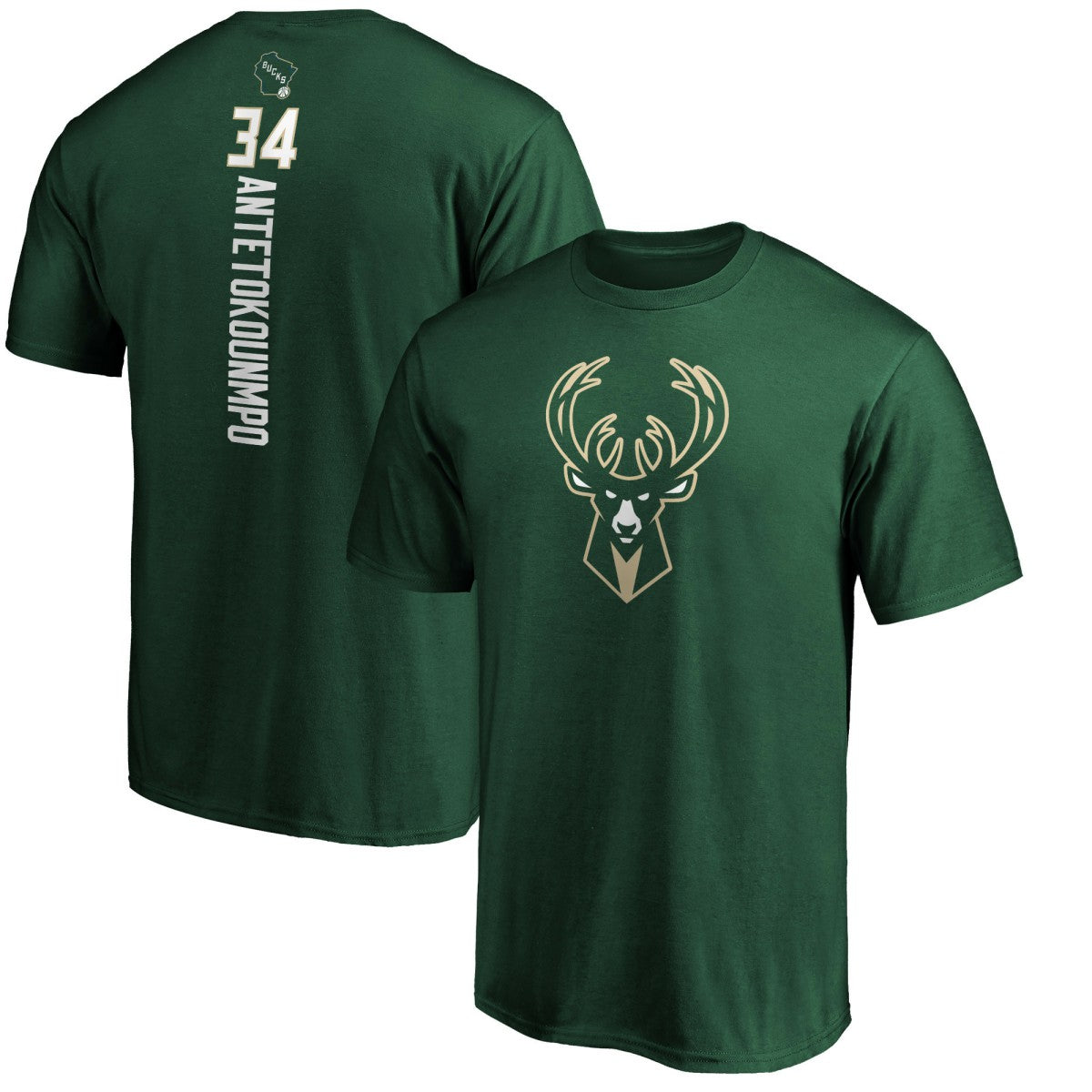 Fanatics Giannis Antetokounmpo Milwaukee Bucks Playmaker Name & Number T-Shirt Hunter Green