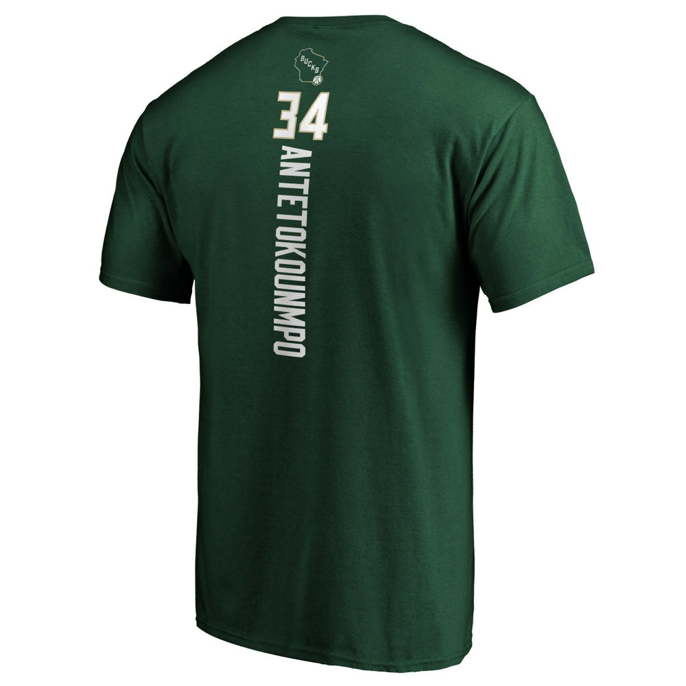 Fanatics Giannis Antetokounmpo Milwaukee Bucks Playmaker Name & Number T-Shirt Hunter Green