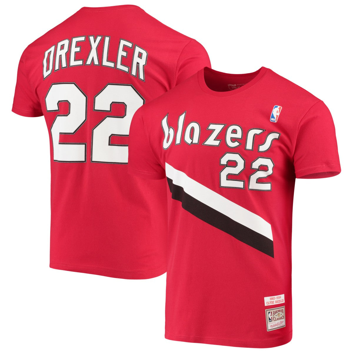 Mitchell & Ness Clyde Drexler Portland Trail Blazers Hardwood Classics Player Name & Number T-Shirt Red