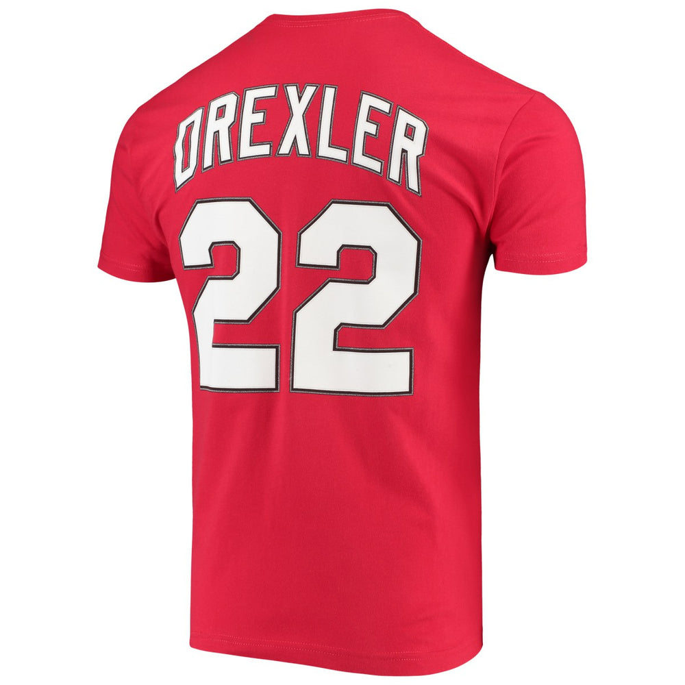 Mitchell & Ness Clyde Drexler Portland Trail Blazers Hardwood Classics Player Name & Number T-Shirt Red