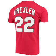 Mitchell & Ness Clyde Drexler Portland Trail Blazers Hardwood Classics Player Name & Number T-Shirt Red