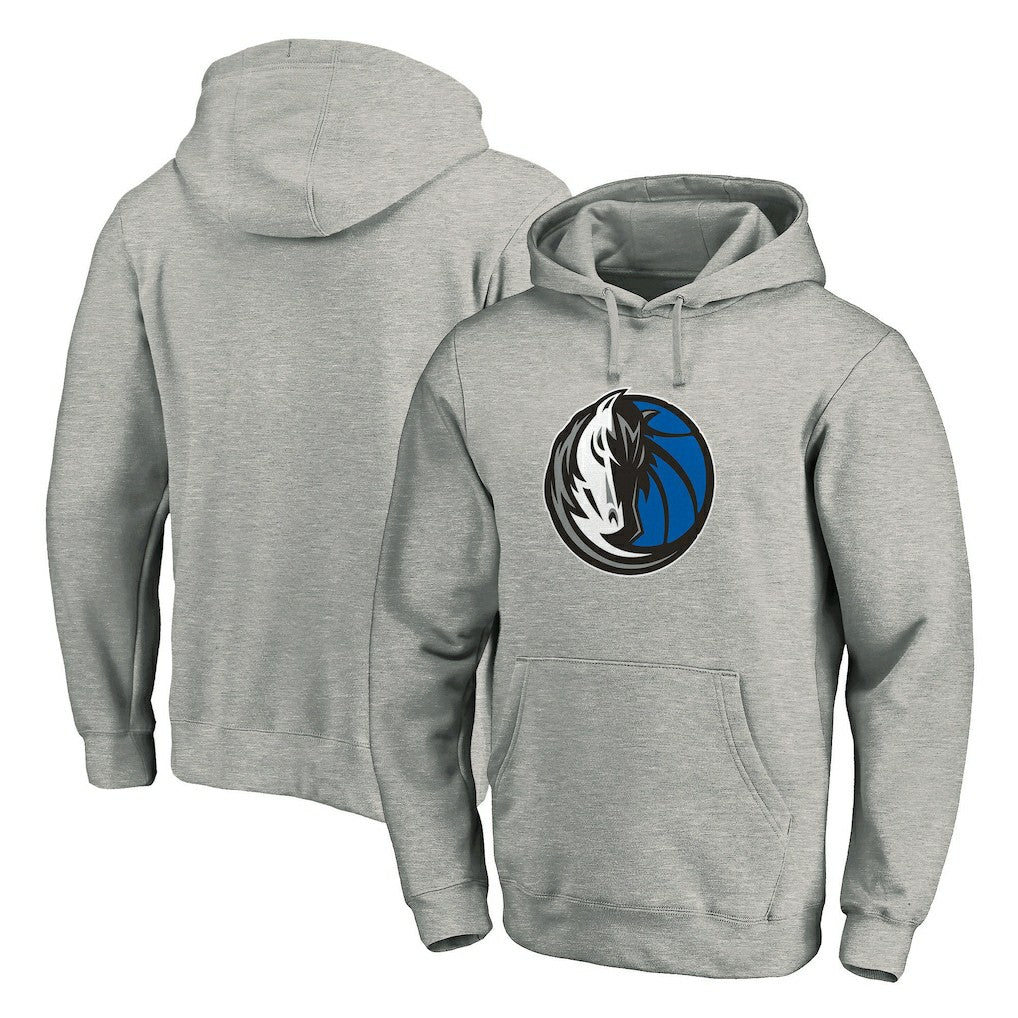 Fanatics Dallas Mavericks Team Primary Logo Fitted Pullover Hoodie Heather Gray
