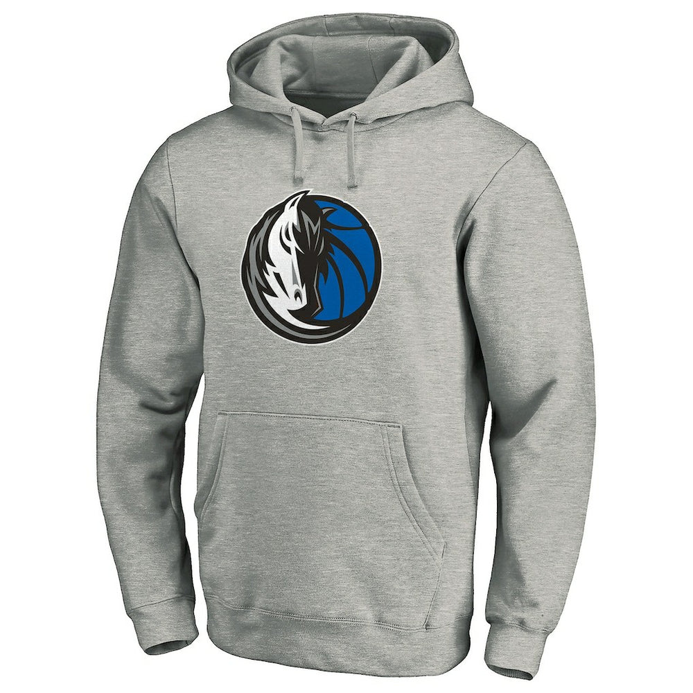 Fanatics Dallas Mavericks Team Primary Logo Fitted Pullover Hoodie Heather Gray