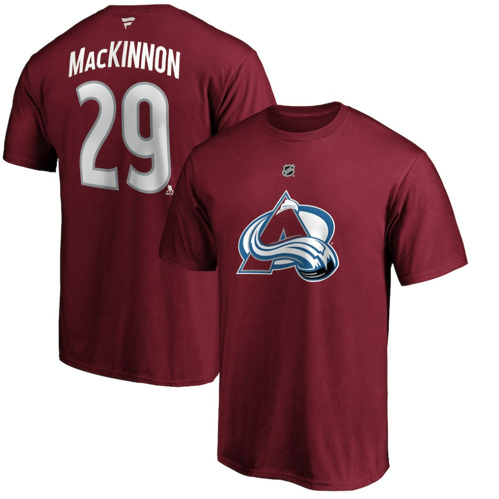 Nathan MacKinnon Colorado Avalanche Fanatics Authentic Stack Player Name & Number T-Shirt - Burgundy | Fanatics Lifestyle