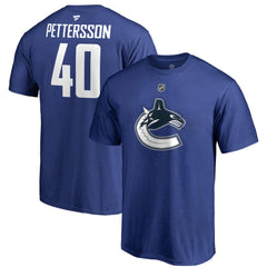 Elias Pettersson Vancouver Canucks Fanatics Authentic Stack Player Name & Number T-Shirt - Blue | Fanatics Lifestyle