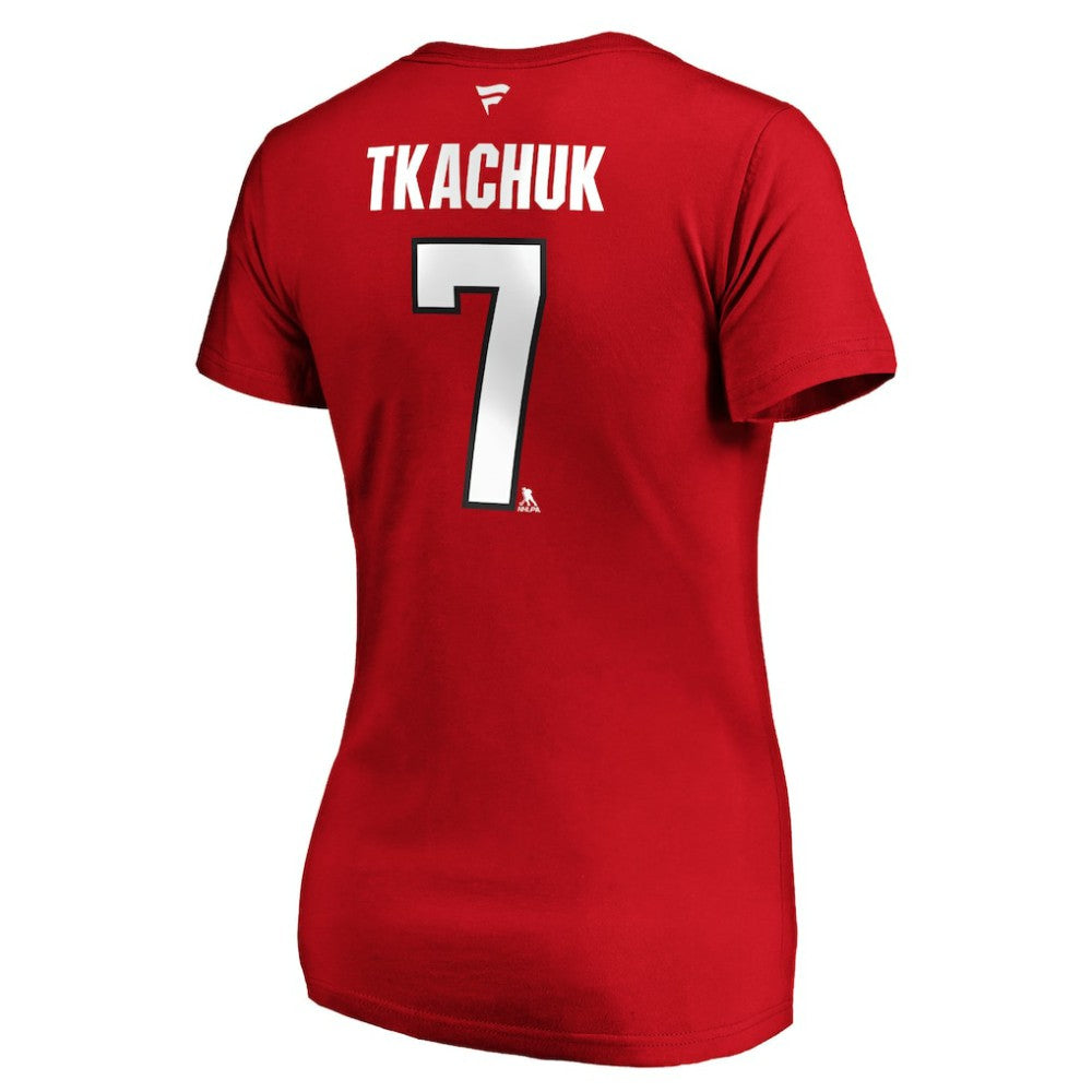 Brady Tkachuk Ottawa Senators Fanatics Women's Authentic Stack Name & Number V-Neck T-Shirt - Red | Fanatics discount