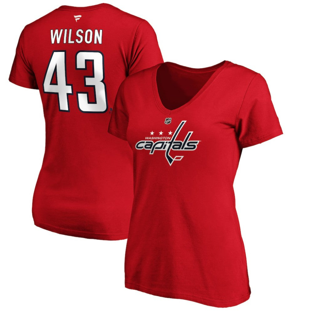 Tom Wilson Washington Capitals Fanatics Women's Authentic Stack Name & Number V-Neck T-Shirt - Red | Fanatics discount