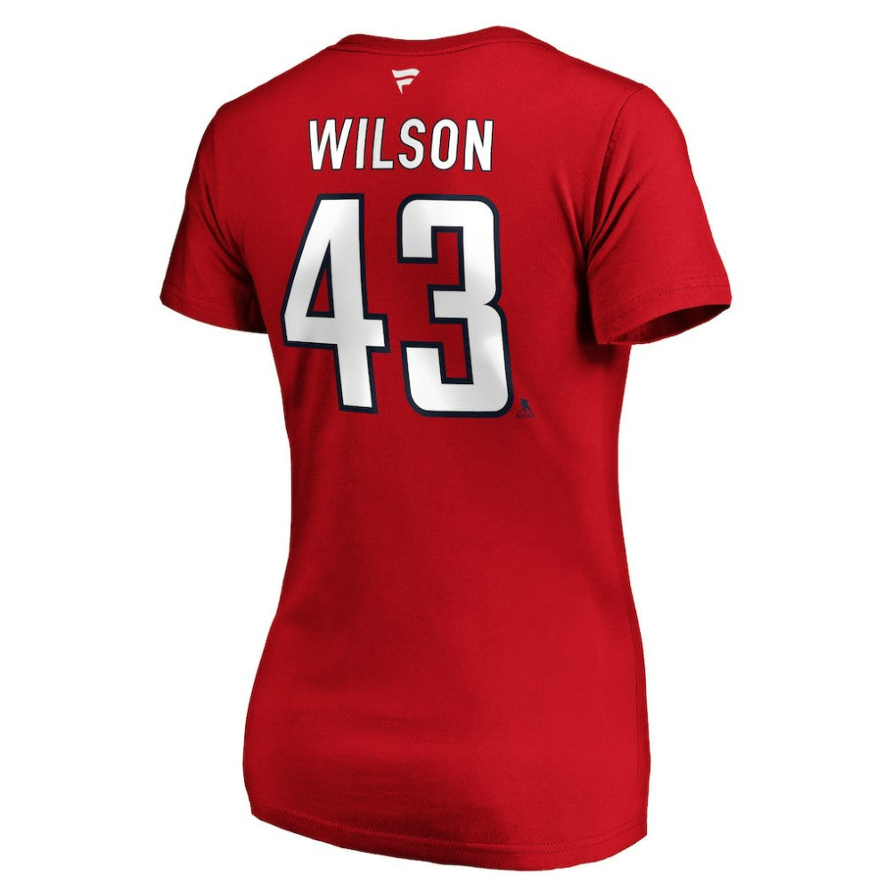 Tom Wilson Washington Capitals Fanatics Women's Authentic Stack Name & Number V-Neck T-Shirt - Red | Fanatics discount