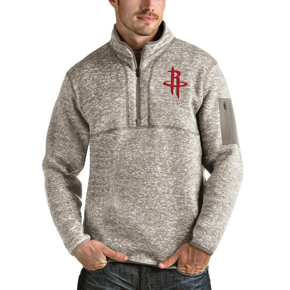 Houston Rockets Antigua Fortune Quarter-Zip Pullover Jacket Natural