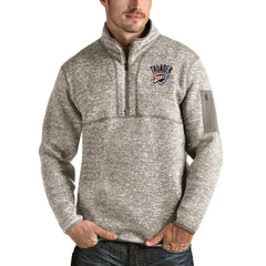 Oklahoma City Thunder Antigua Fortune Quarter-Zip Pullover Jacket Natural