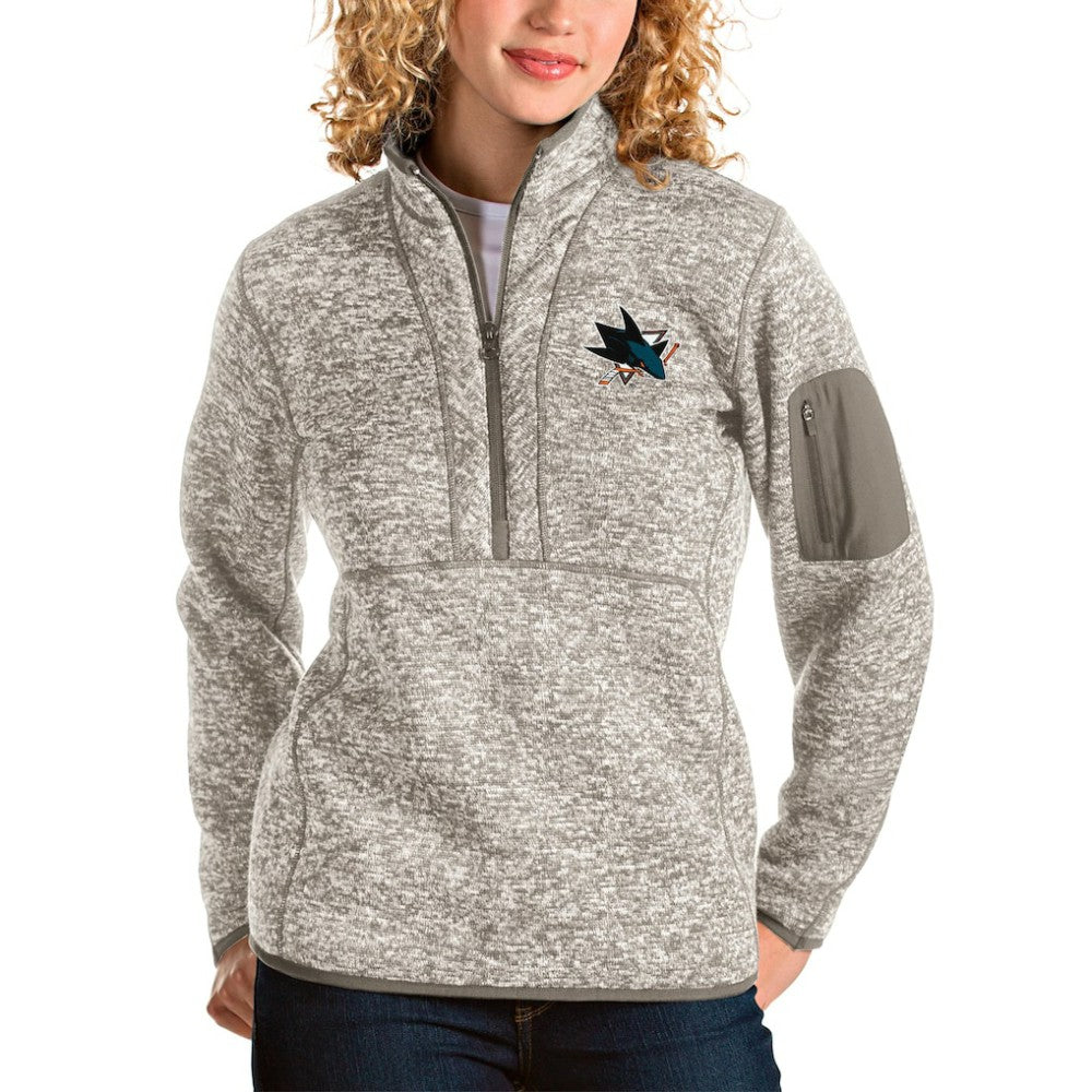 San Jose Sharks Antigua Women's Fortune Half-Zip Sweatshirt - Oatmeal | NHL Lifestyle