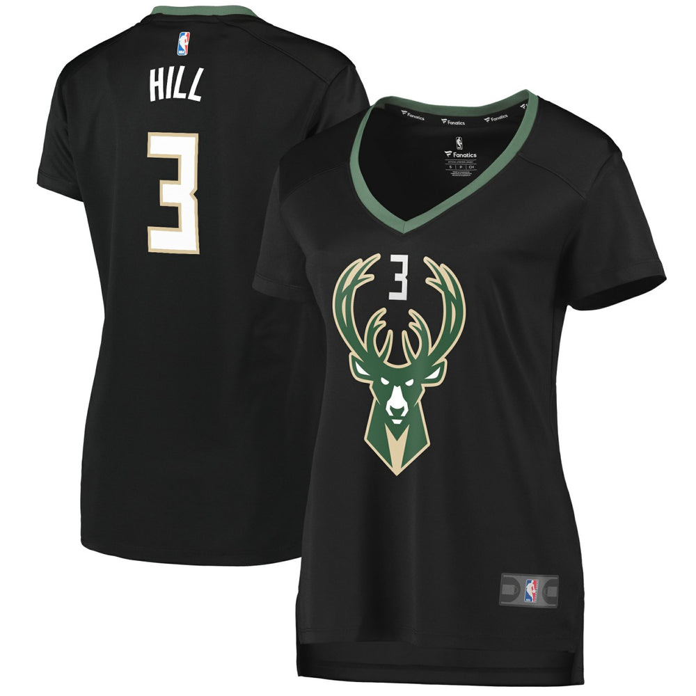 Fanatics George Hill Milwaukee Bucks Women's Fast Break Replica Player Jersey Statement Edition Black